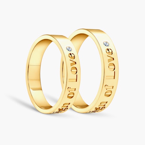 Obrączki partnerskie Sign of Love®: złote, diamenty, płaskie 4mm